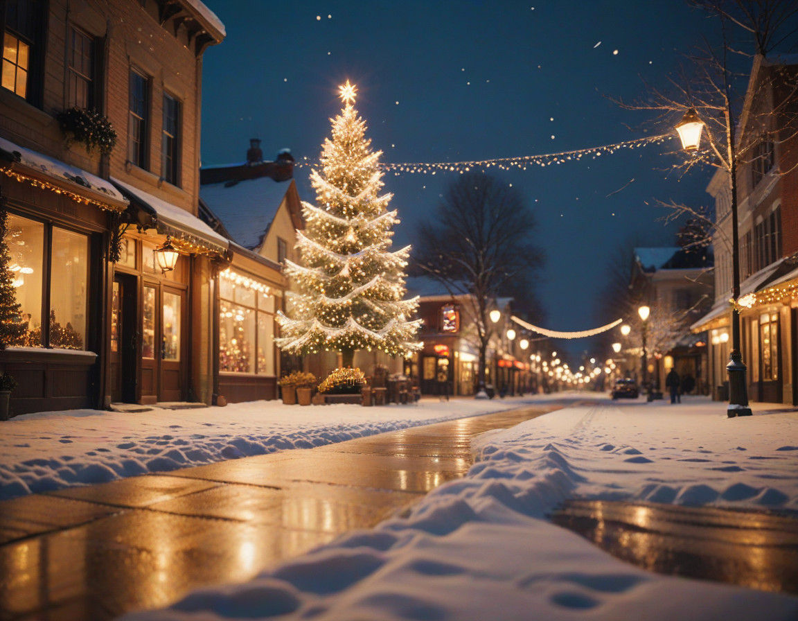 Golden Hour Christmas Magic in a Snowy Small Town