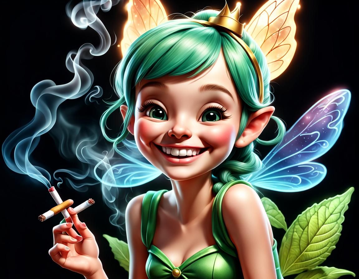Adorable Fairy Smoking: Ultra Realistic 3D Cartoon