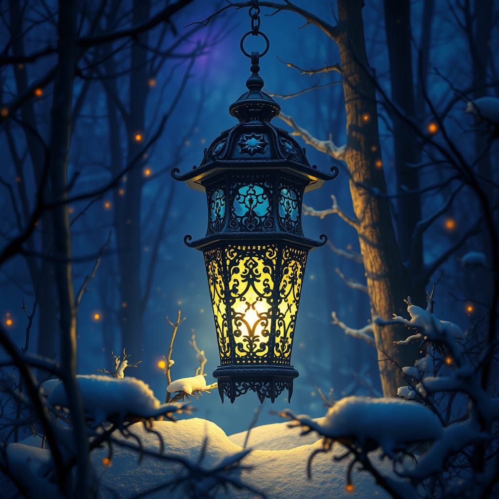 Ethereal Winter Lantern in Dark Fantasy Style