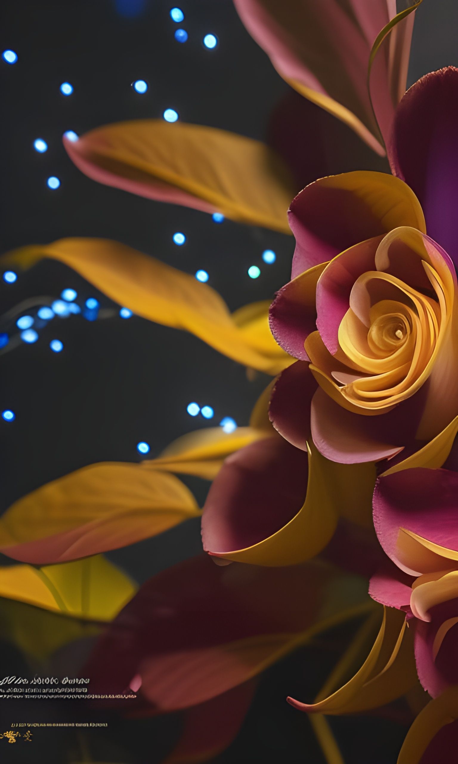 Luminous Flower Under Starry Sky: Digital Matte Painting
