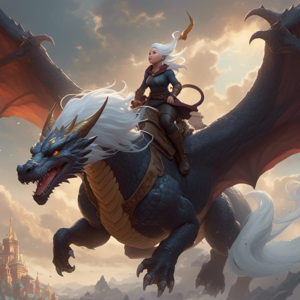 Dragon Rider in a Fantasy Landscape