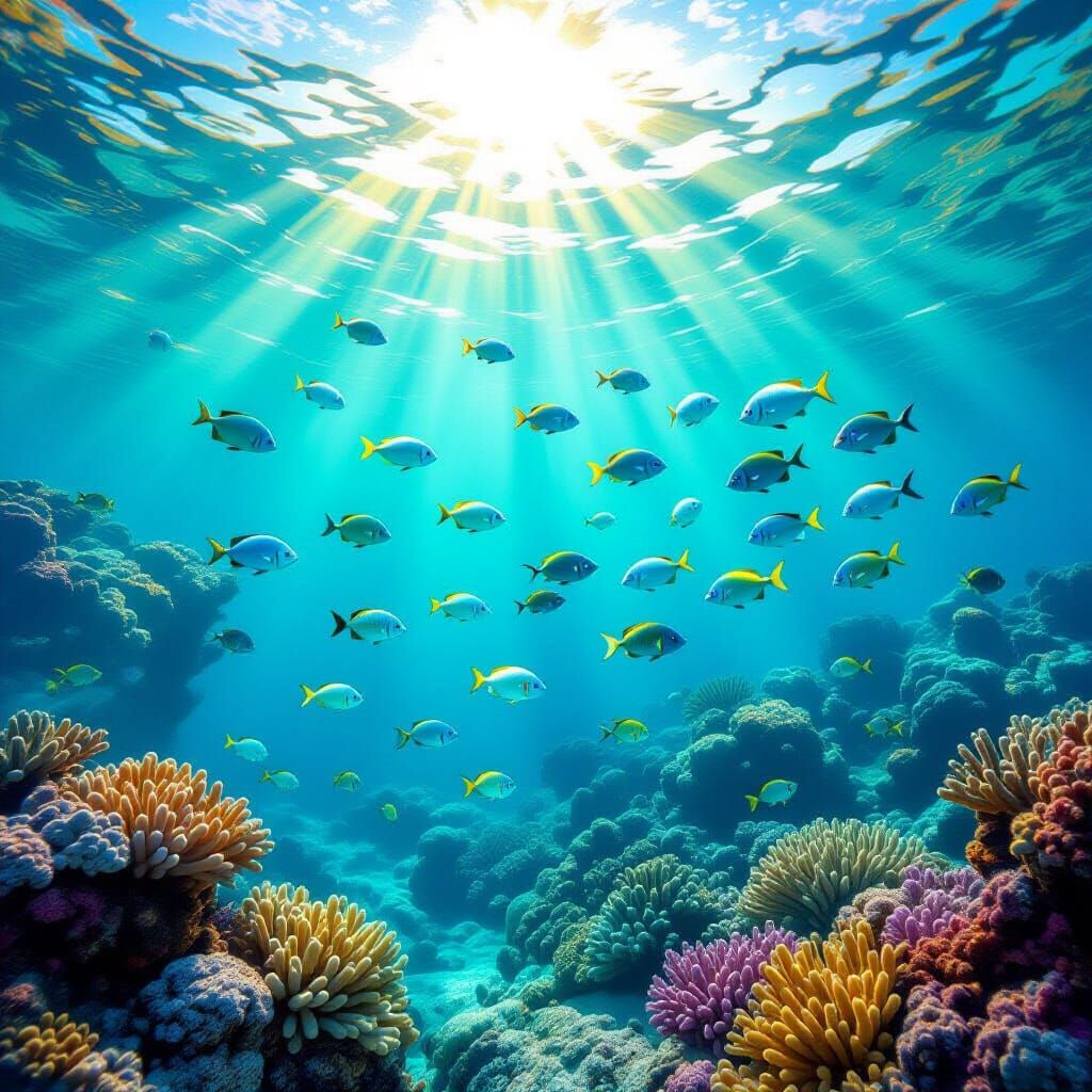 Vibrant Coral Reef Scene as Marine Biology Illustration