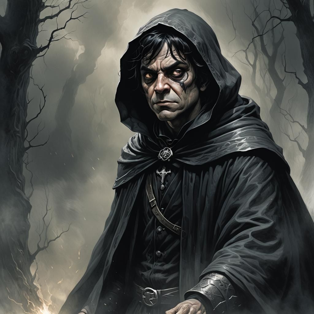 Sinister Halfling in Shadows: A Dark Fantasy Portrait