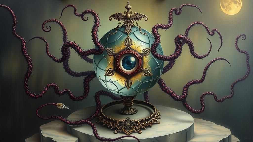 Surreal Crystal Orb in Dark Dreamscape Style