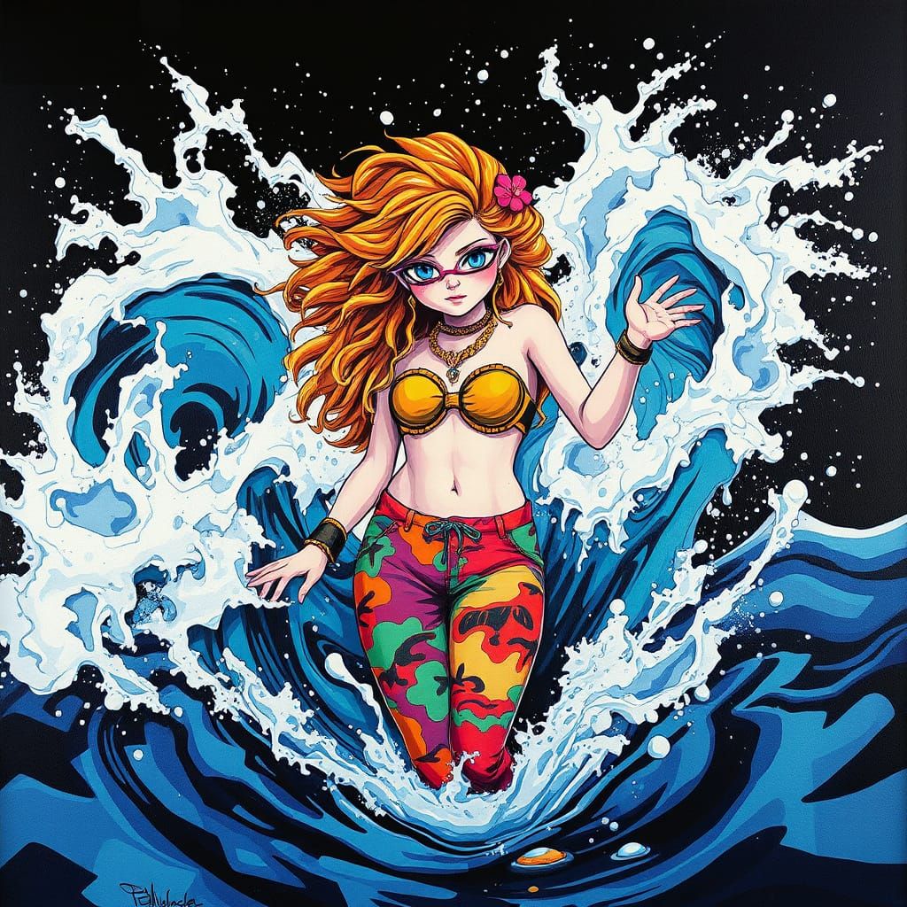 Aquarius Girl in Polychromatic Comic Book Style