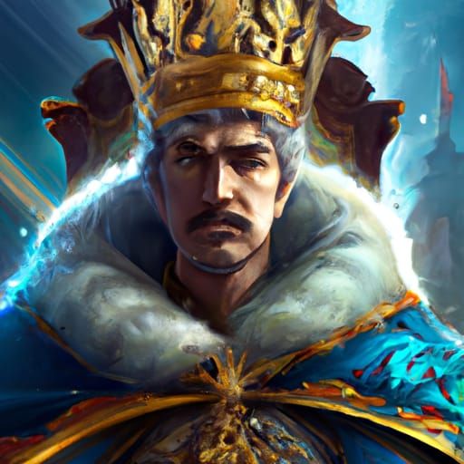 King on Throne Portrait in Hyperdetailed Style