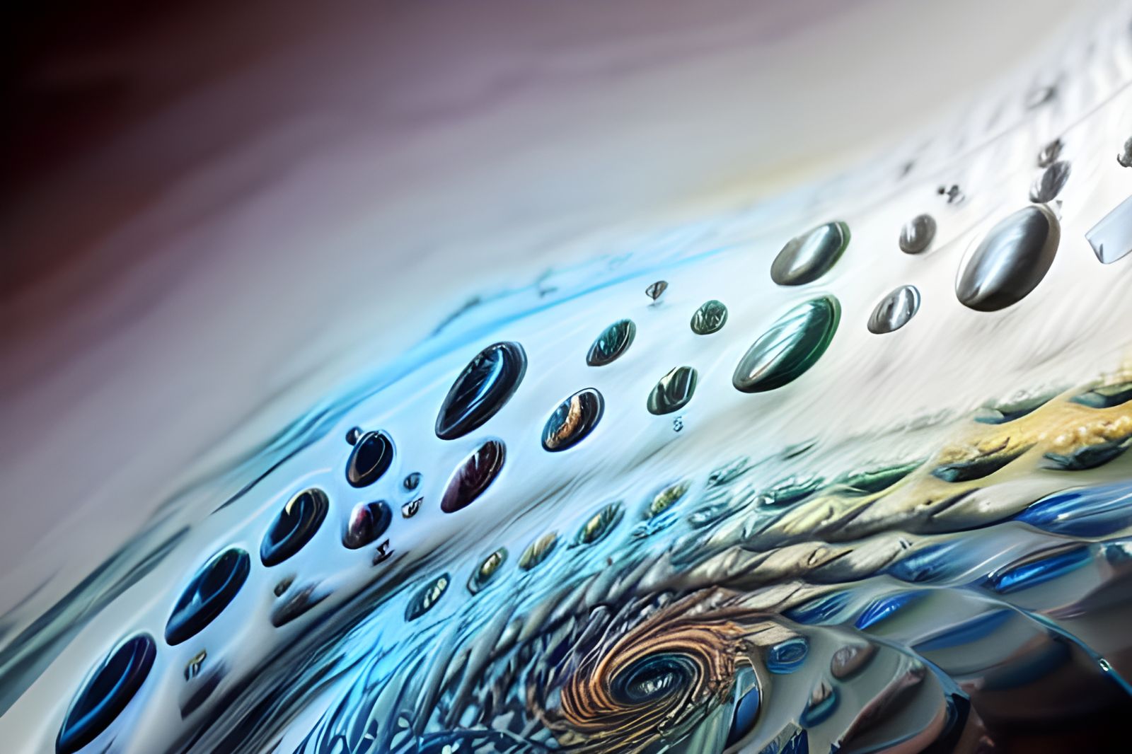 Abstract Curves in Gold, Silver, and Teal