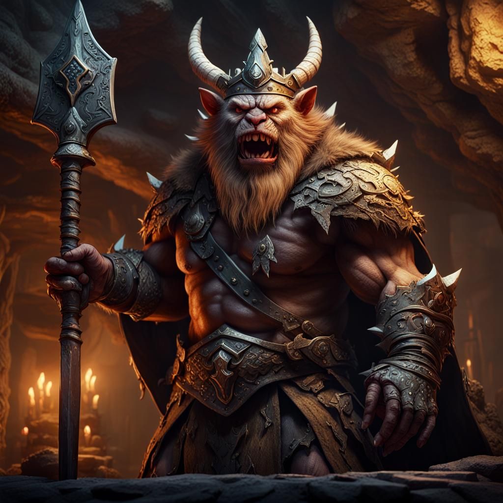 Bugbear King Prepares for Battle: Fantasy Concept Art