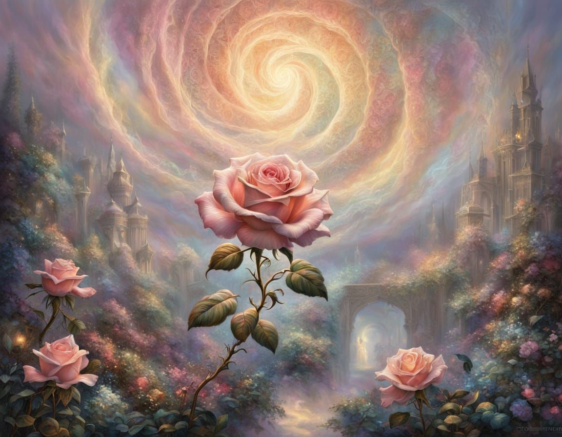 Fantasy Rose Illuminated by Golden Light