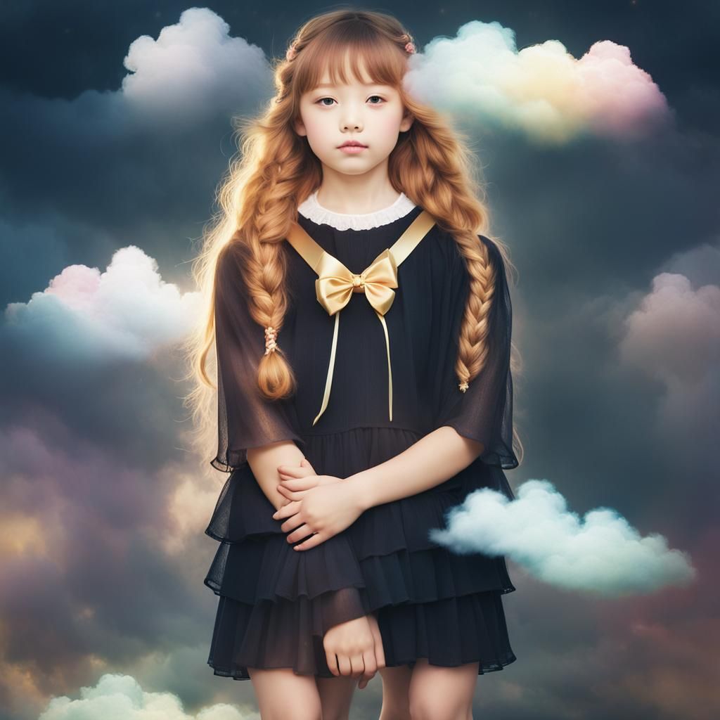 Ethereal Portrait of Four Girls in Heaven Landscape