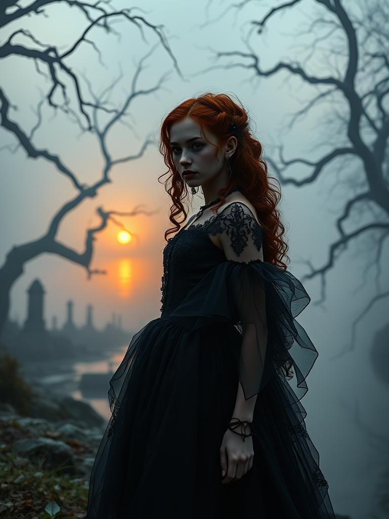 Ethereal Redhead in Victorian Dress by Misty Lake