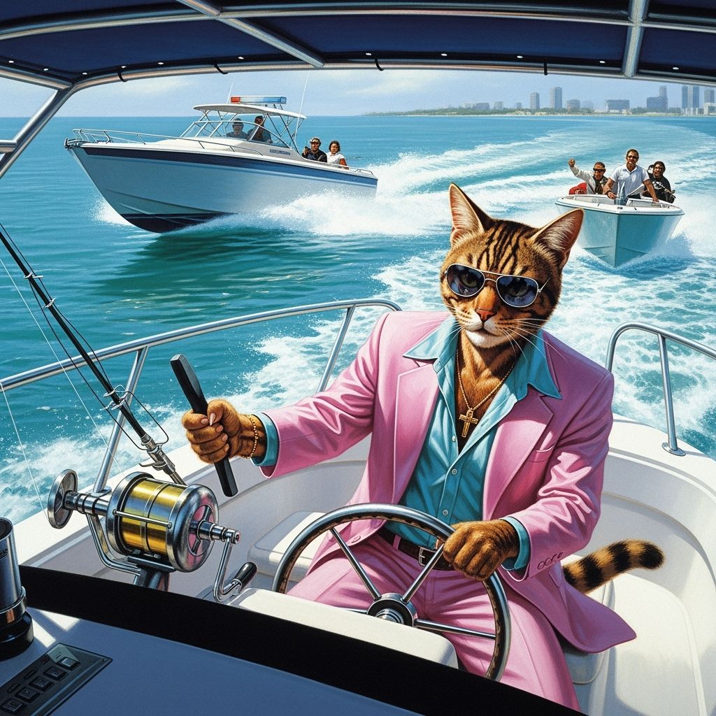 Tabby Cat Detective Pilots Tuna Boat in Miami Pursuit