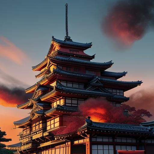 Takeda Shingen in Red Armor: Vibrant Oil Painting