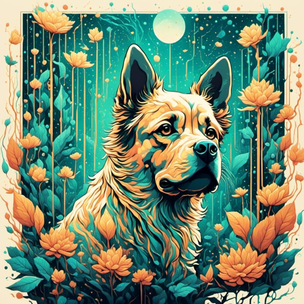 Pop Art Dogs in Geometric Bauhaus Style