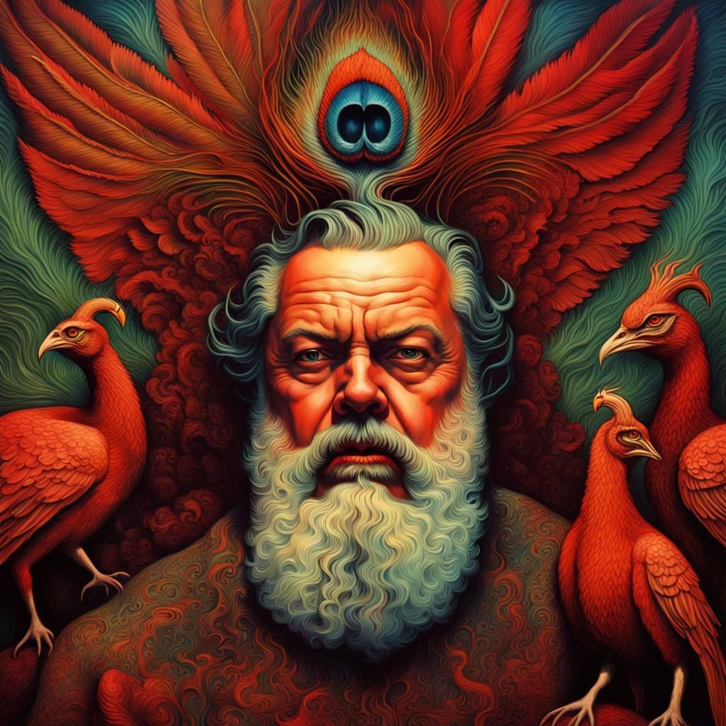 Orson Welles as Peacock-Baphomet Blood God