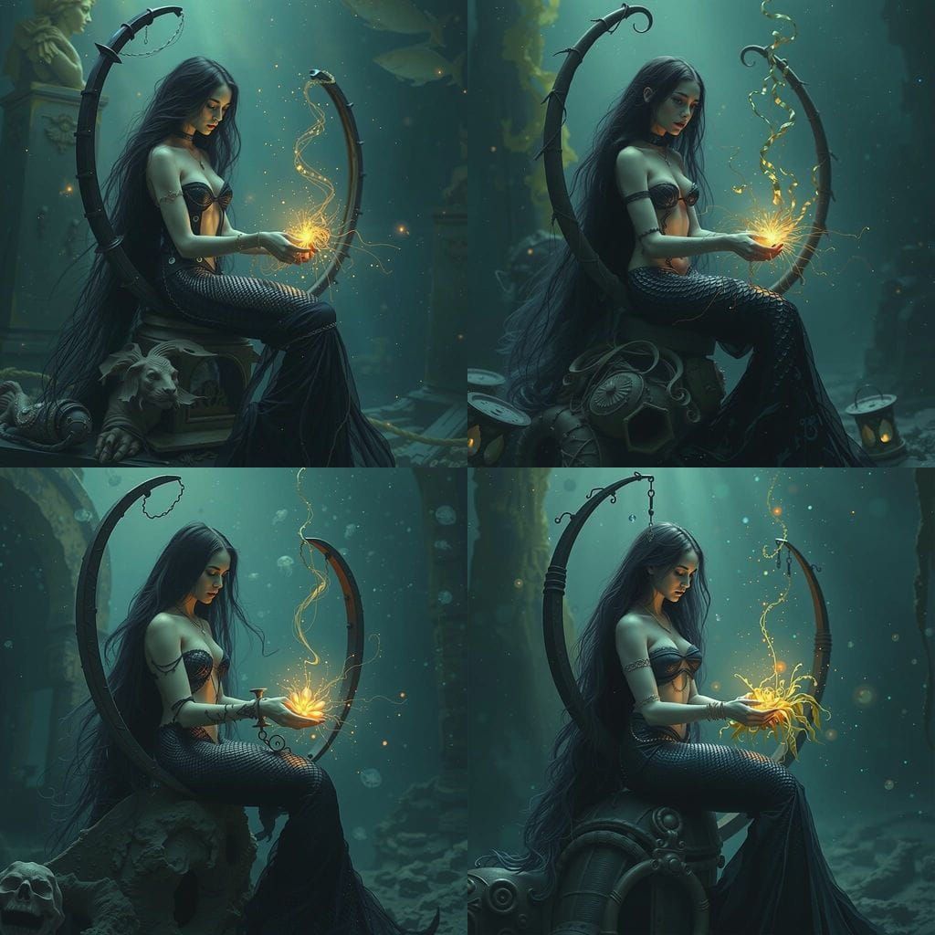 Gothic Mermaid Sleeping Beauty in Dark Water