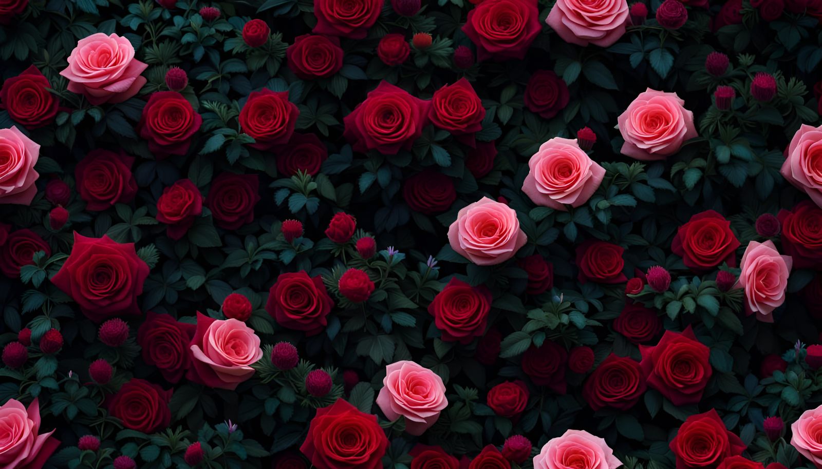 Photorealistic Rose Fields Under Moonlight in 8K