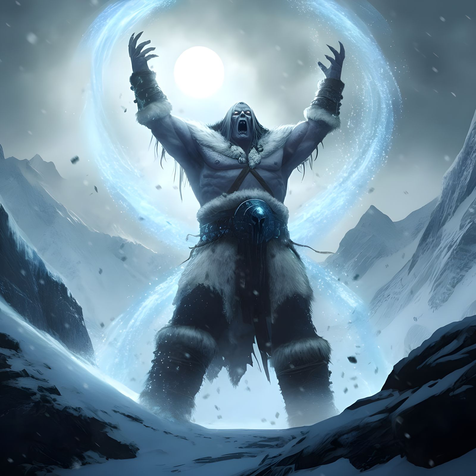 Eldritch Giant Confronts the Grey Skies