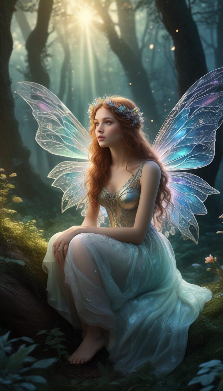 Enchanted Opal Fairy in Whimsical Forest