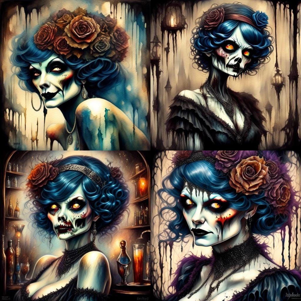 Eerie Zombie Flapper in 1920s Speakeasy