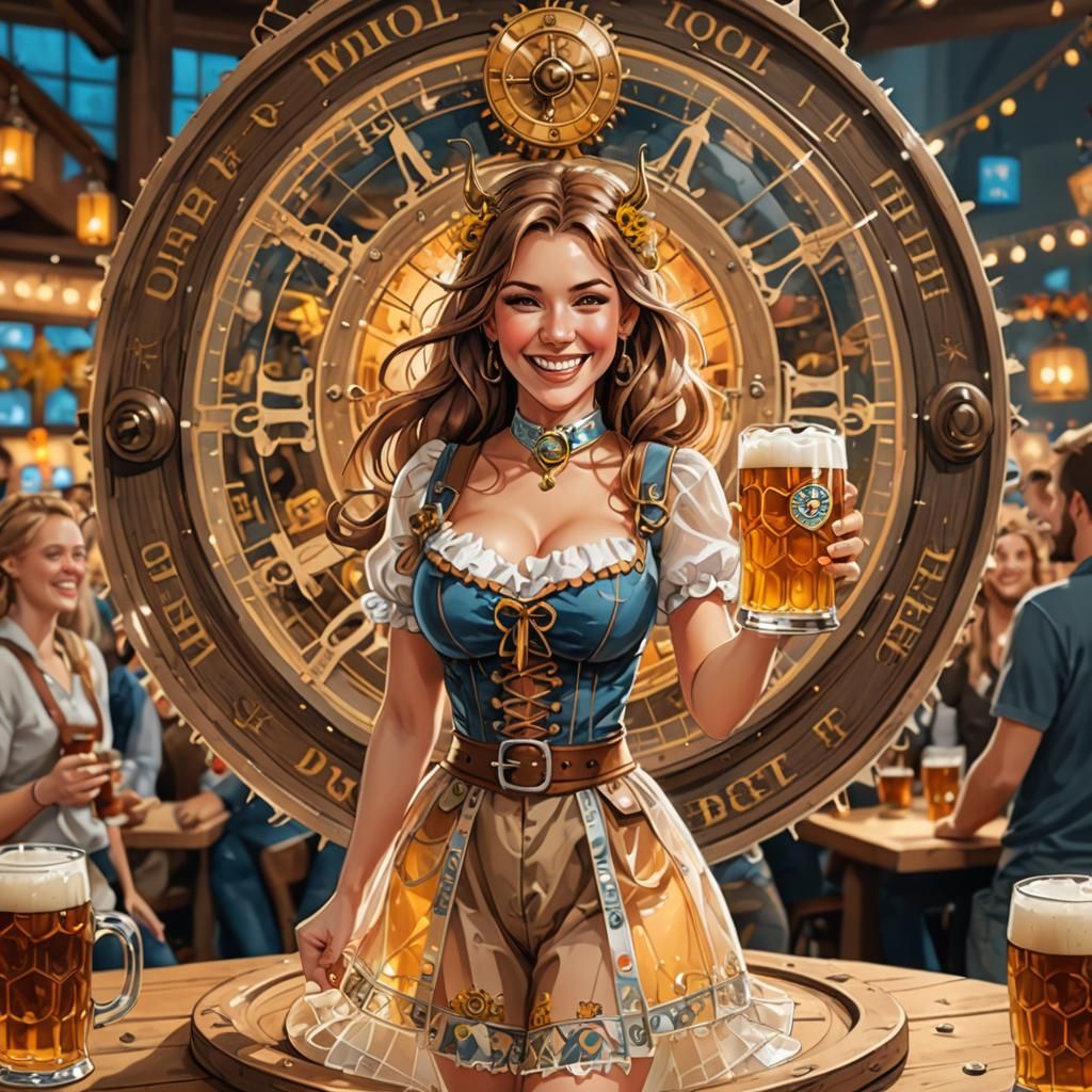 Oktoberfest Cartoon with Clockwork Elements