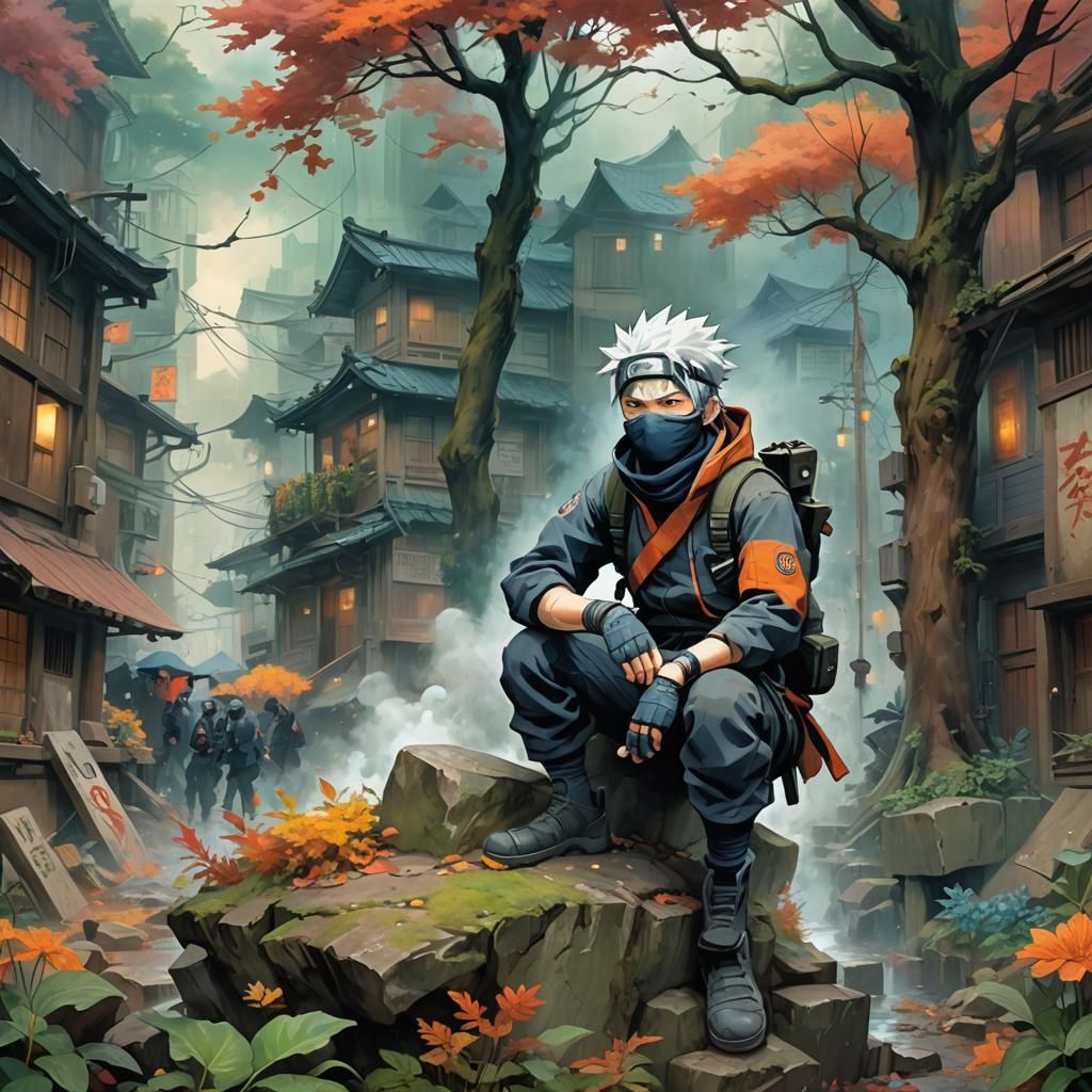 Kakashi Hatake in Fractalized American Realism Style