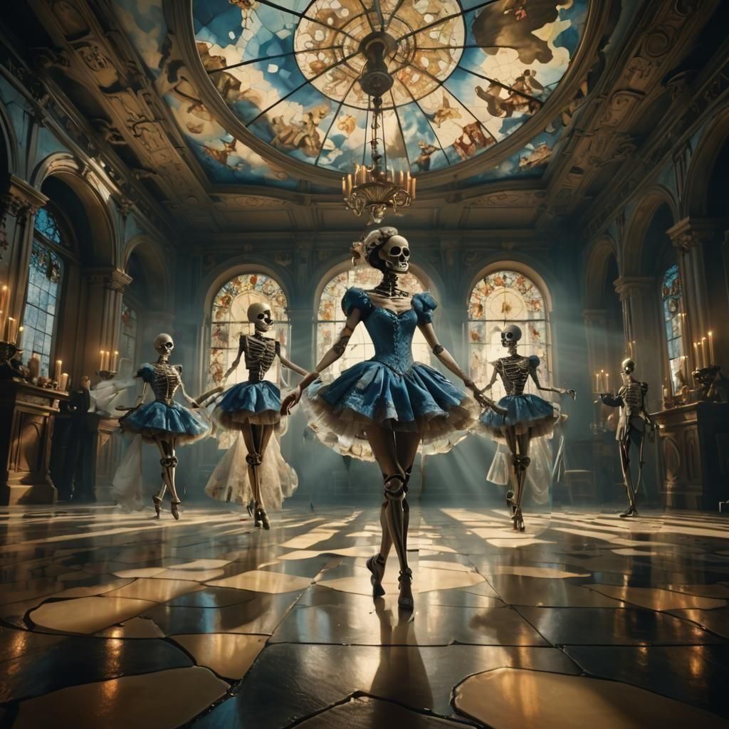 Surreal Dance of Mannequins in Dalí Style