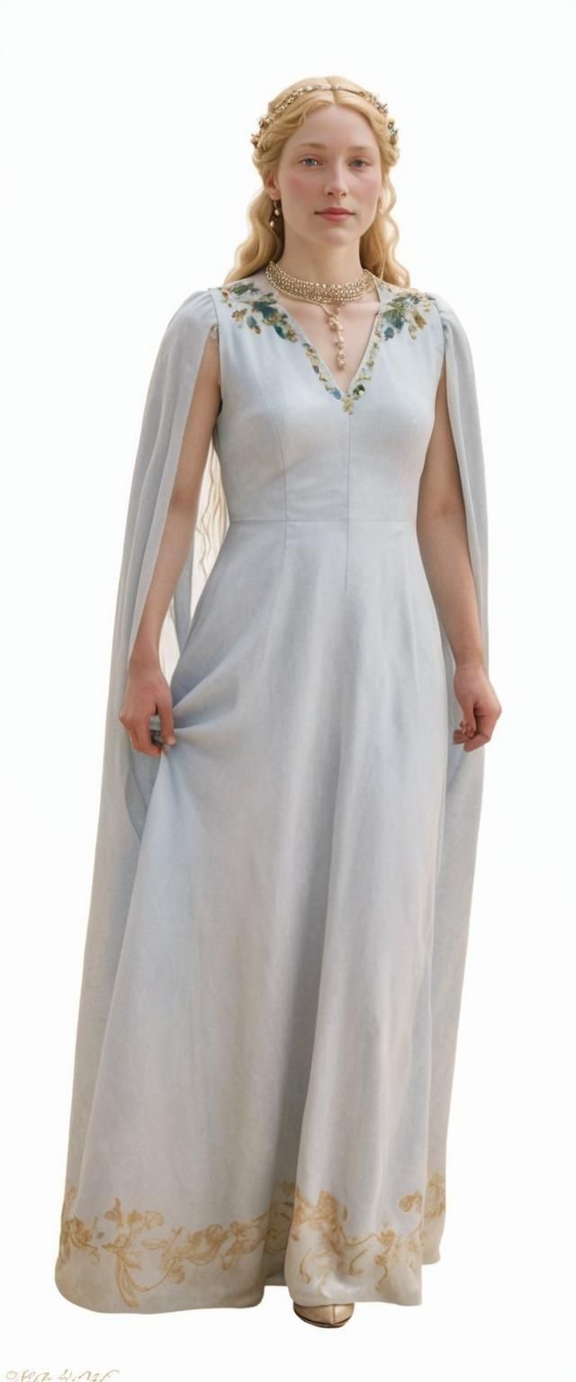 Botticelli Woman with Butterflies and Blue Dress