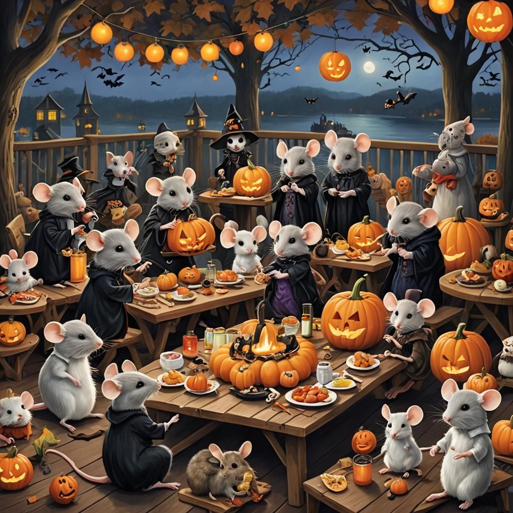 Mice Halloween Party on Picnic Deck
