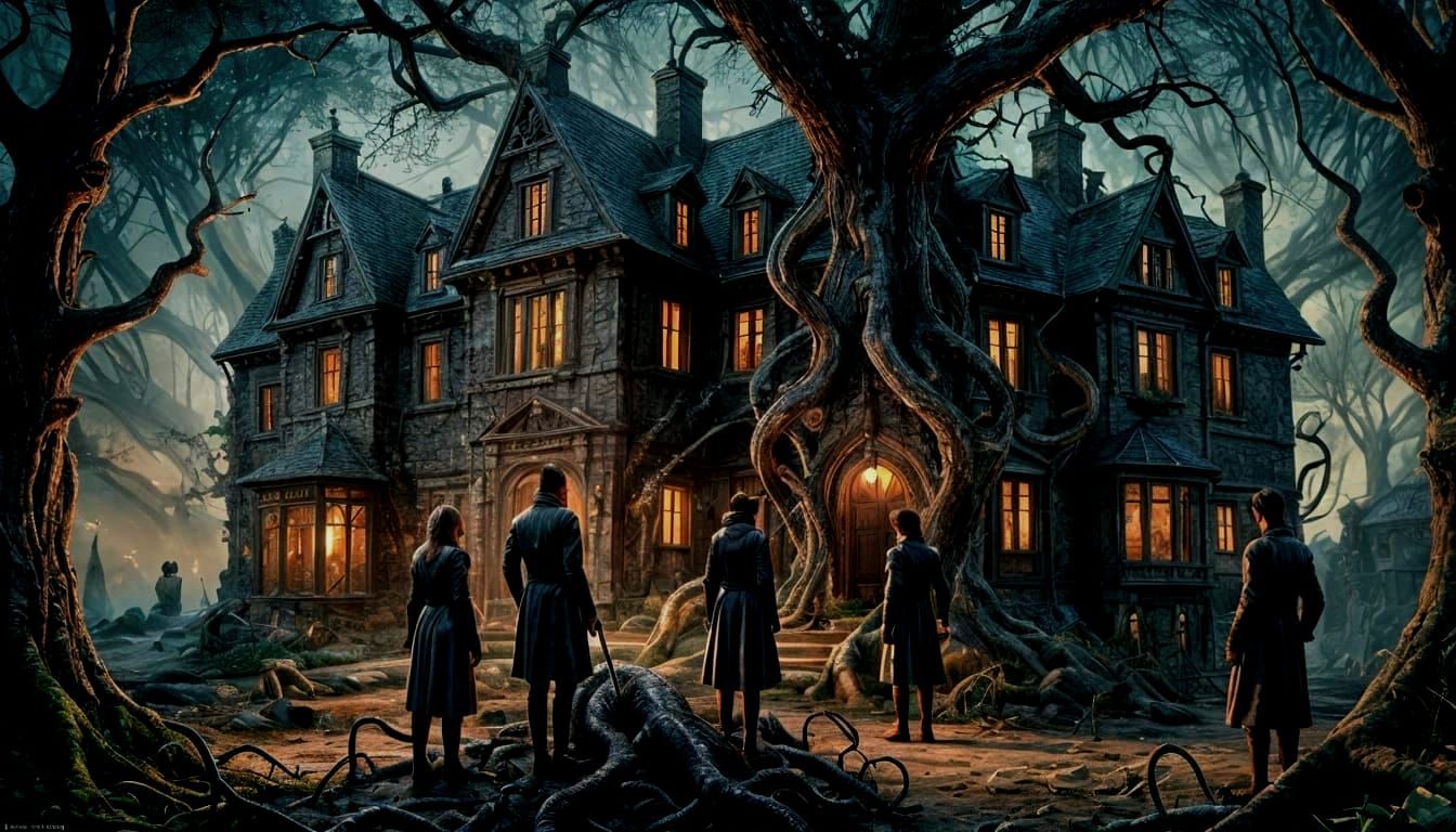 Haunted Scottish Manor: Cthulhu Mythos in Oil Painting