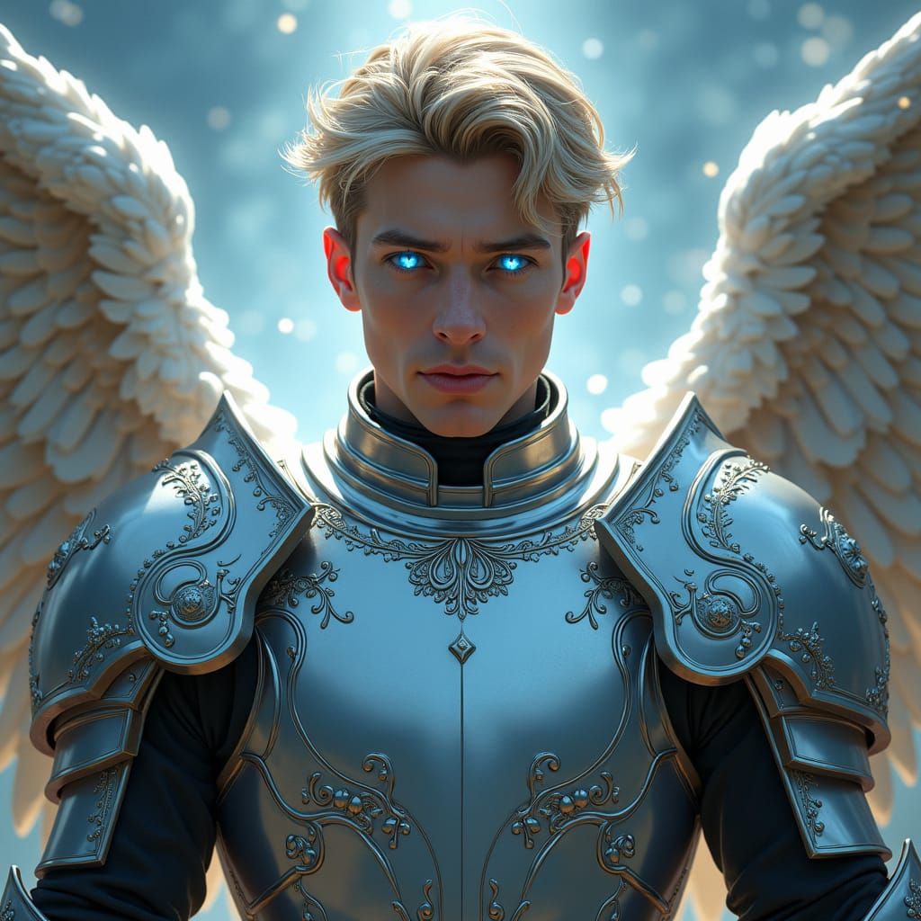 Wingless Angel Paladin with Glowing Eyes