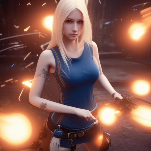 Blonde Woman: 3D Game Cinematic Portrait