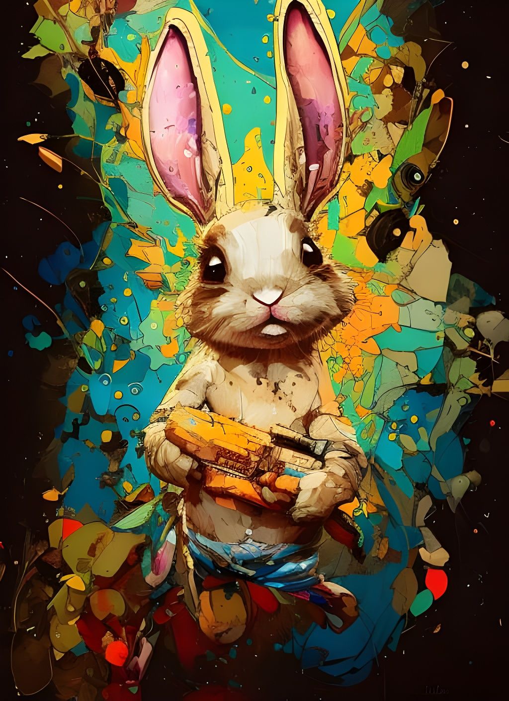 Hyperdetailed Cute Bunny with Oil Splash Effects