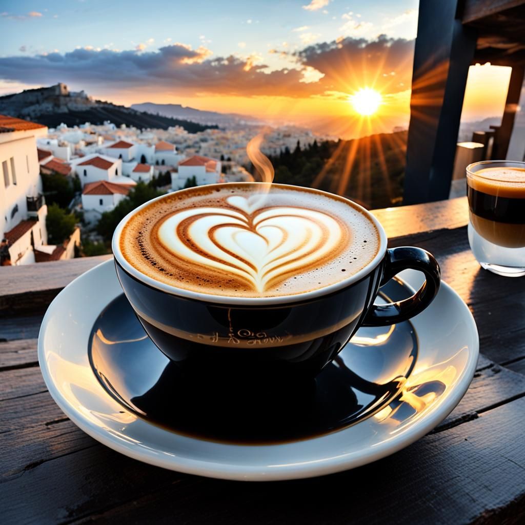 Dramatic Greek Coffee Still Life, Cinematic Lighting