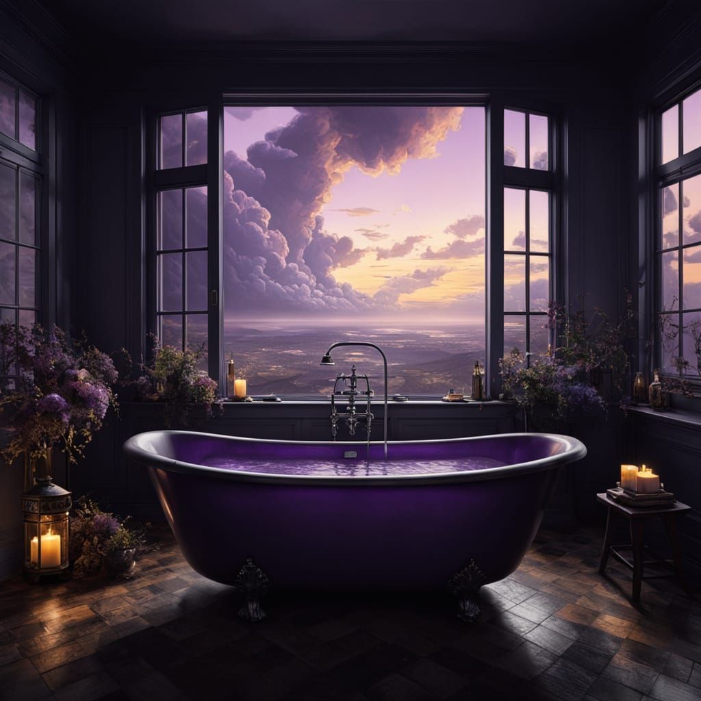 Dark Fantasy Concept Art Horizon With Luminous Bath