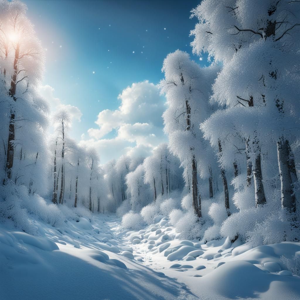 Winter Forest in Snowball: Digital Matte Painting