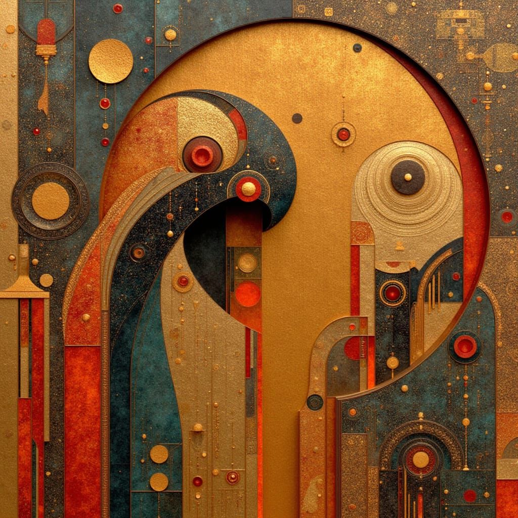 Mystical Fairy Goddess in Fiery Hues with Gold Accents