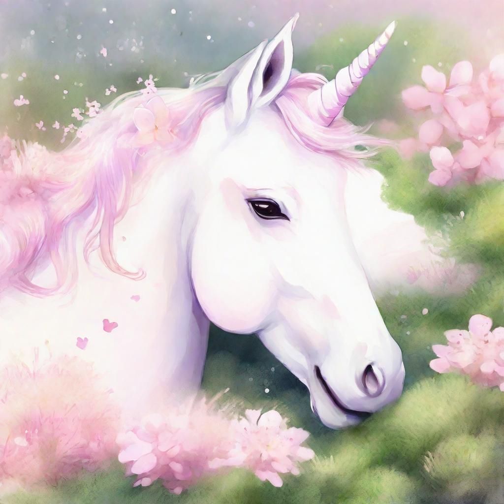 Gentle Unicorn Sleeping in Dreamy Kawaii Style