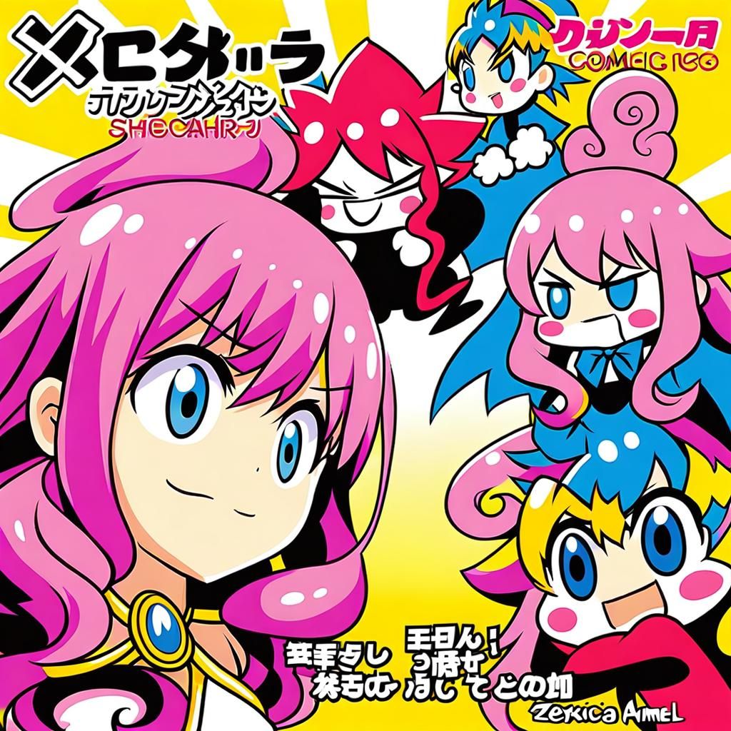 Anime Hero Girl in Manga Comic Panel