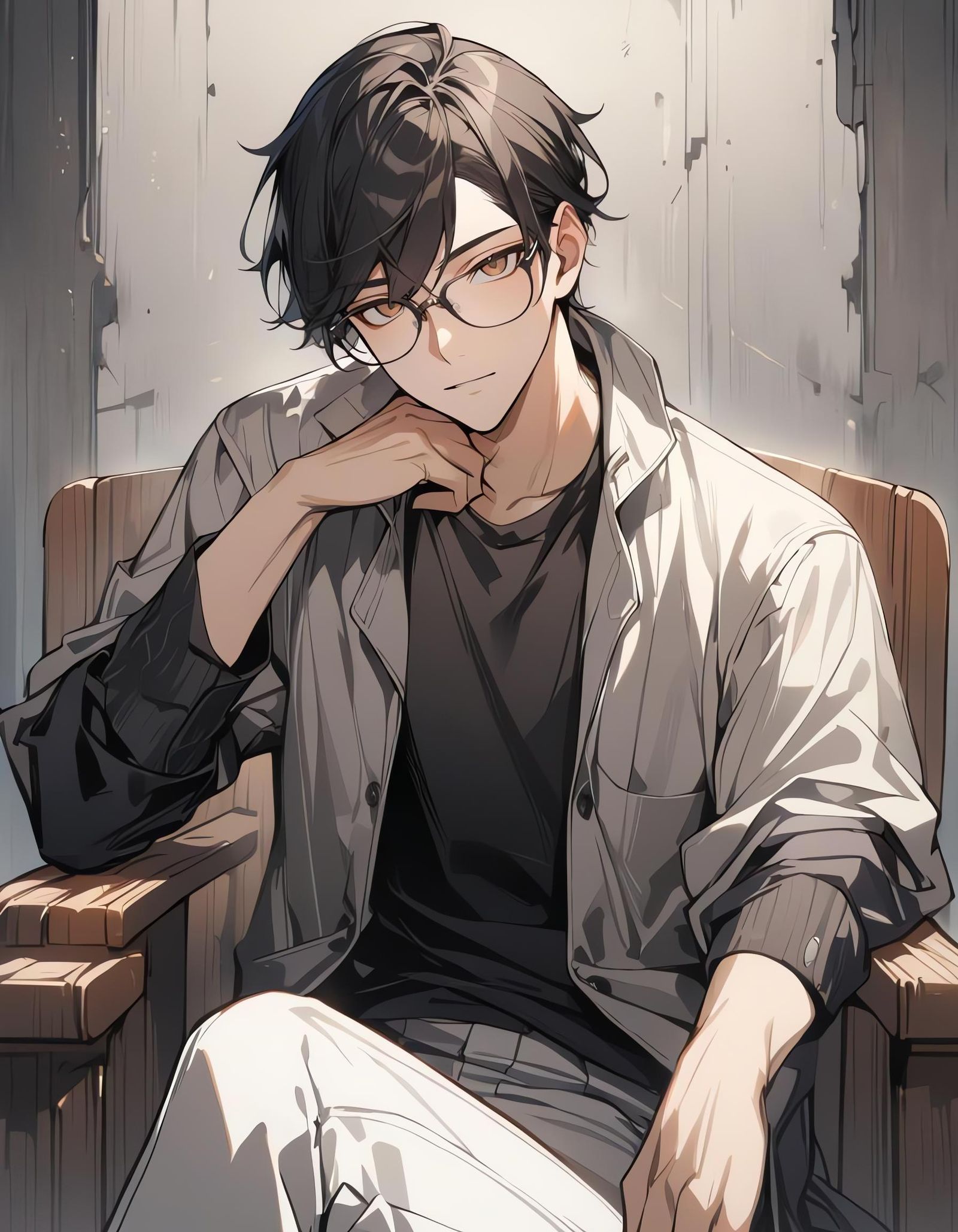 Solo Male Portrait with Glasses and Black Hair