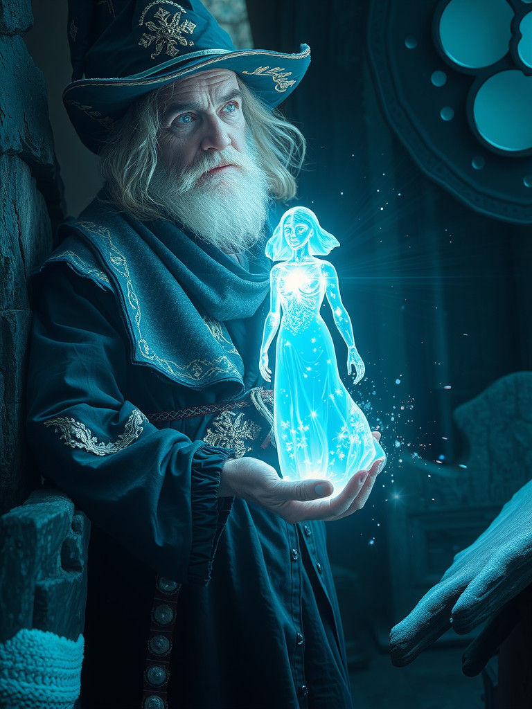 Magical Light Beam Creates Fairy in Wizard Tower