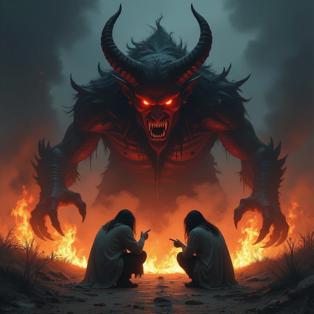 Infernal Accusation: A Dark Surrealist Vision