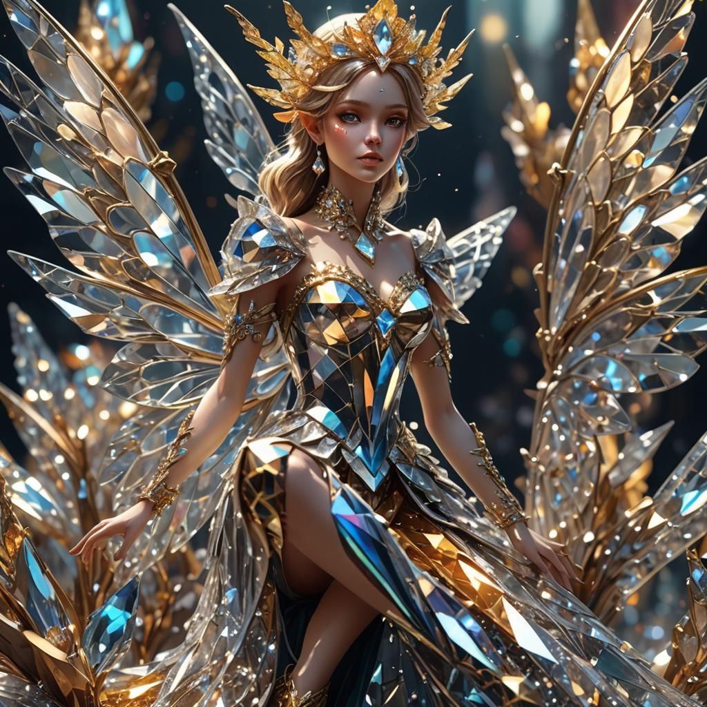 Crystal Fairy in Sparkling Gold and Silver