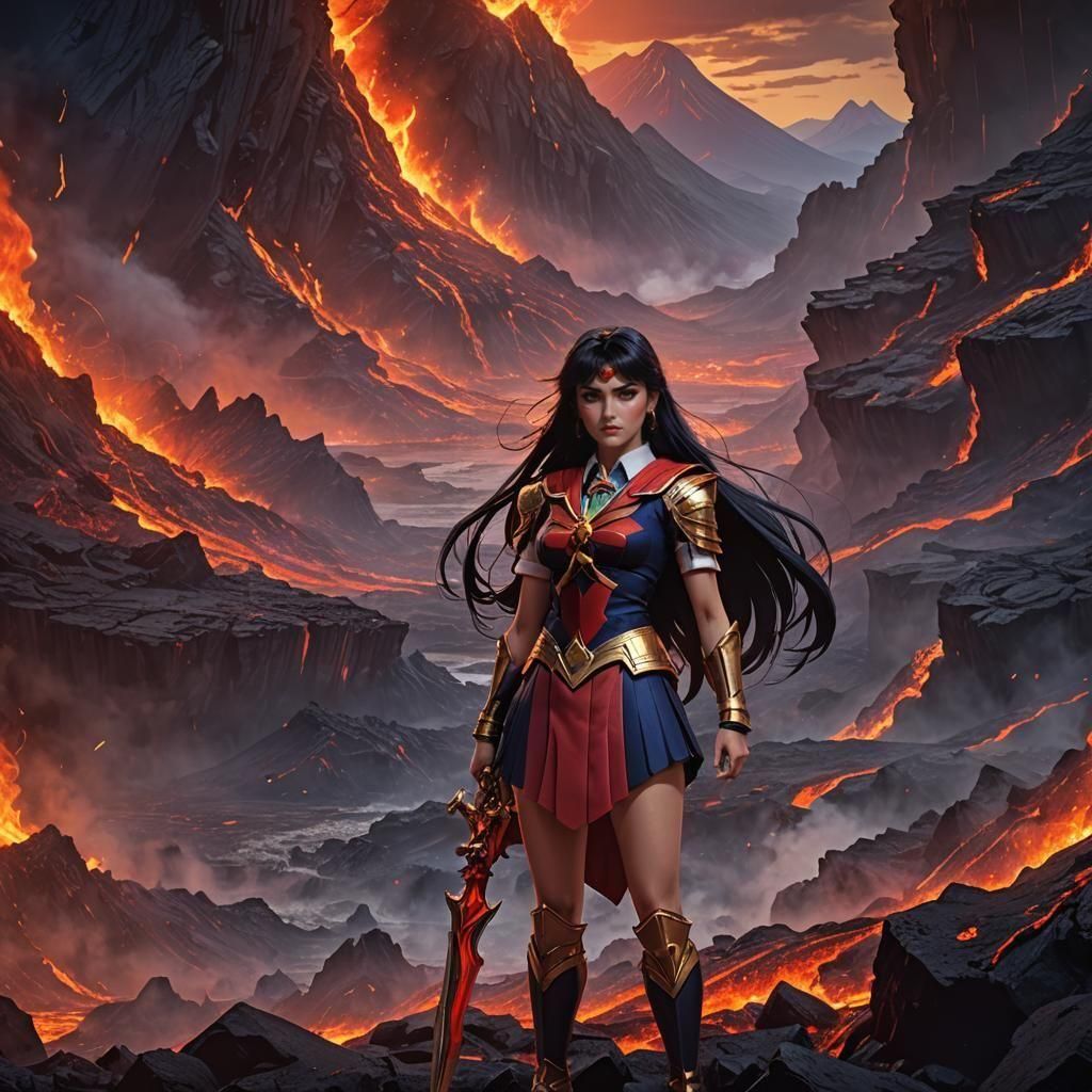 Sailor Mars Human Form: Detailed Matte Painting