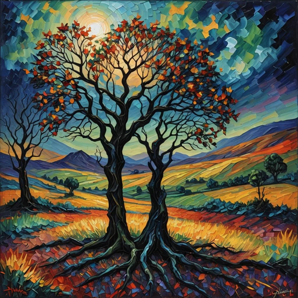 Hopeful Wasteland: Expressionist Impasto Oil Painting