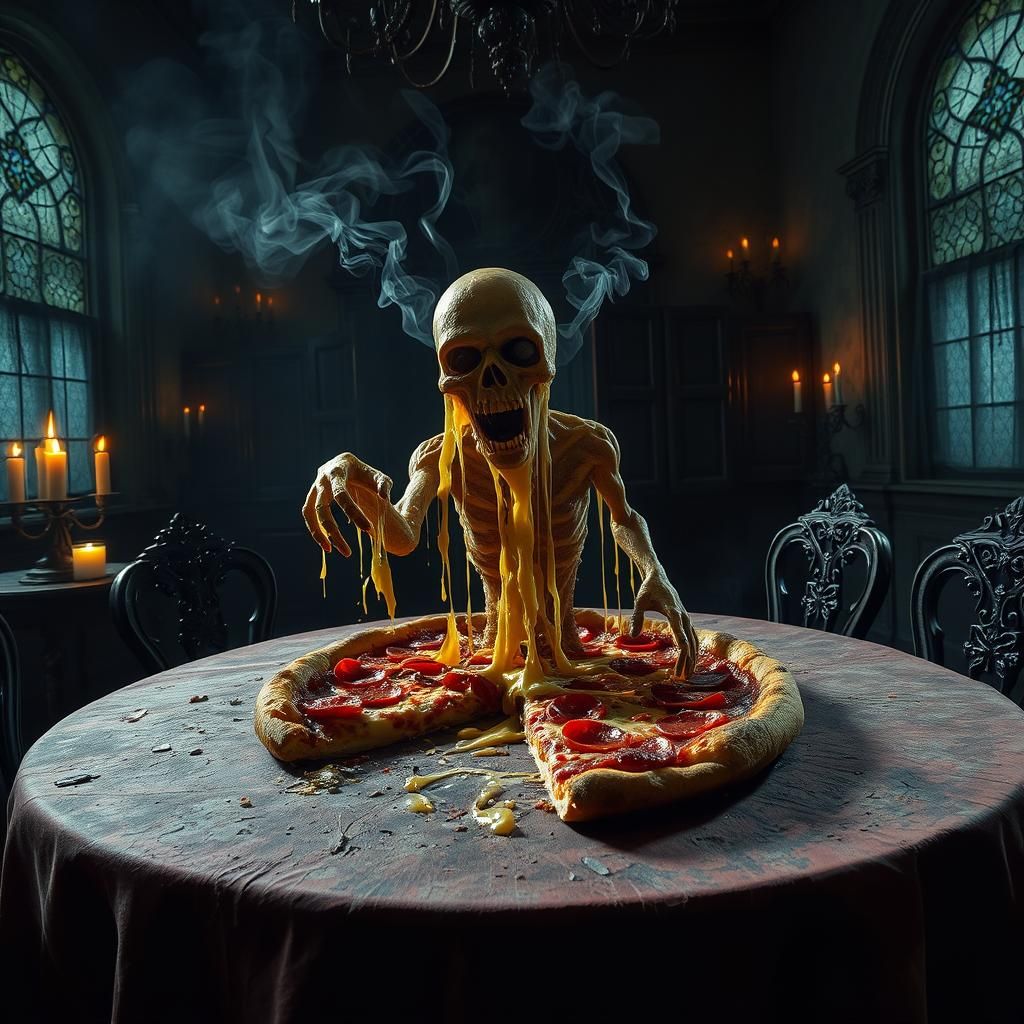 Zombie Cheese Pizza Rises in Haunted Mansion