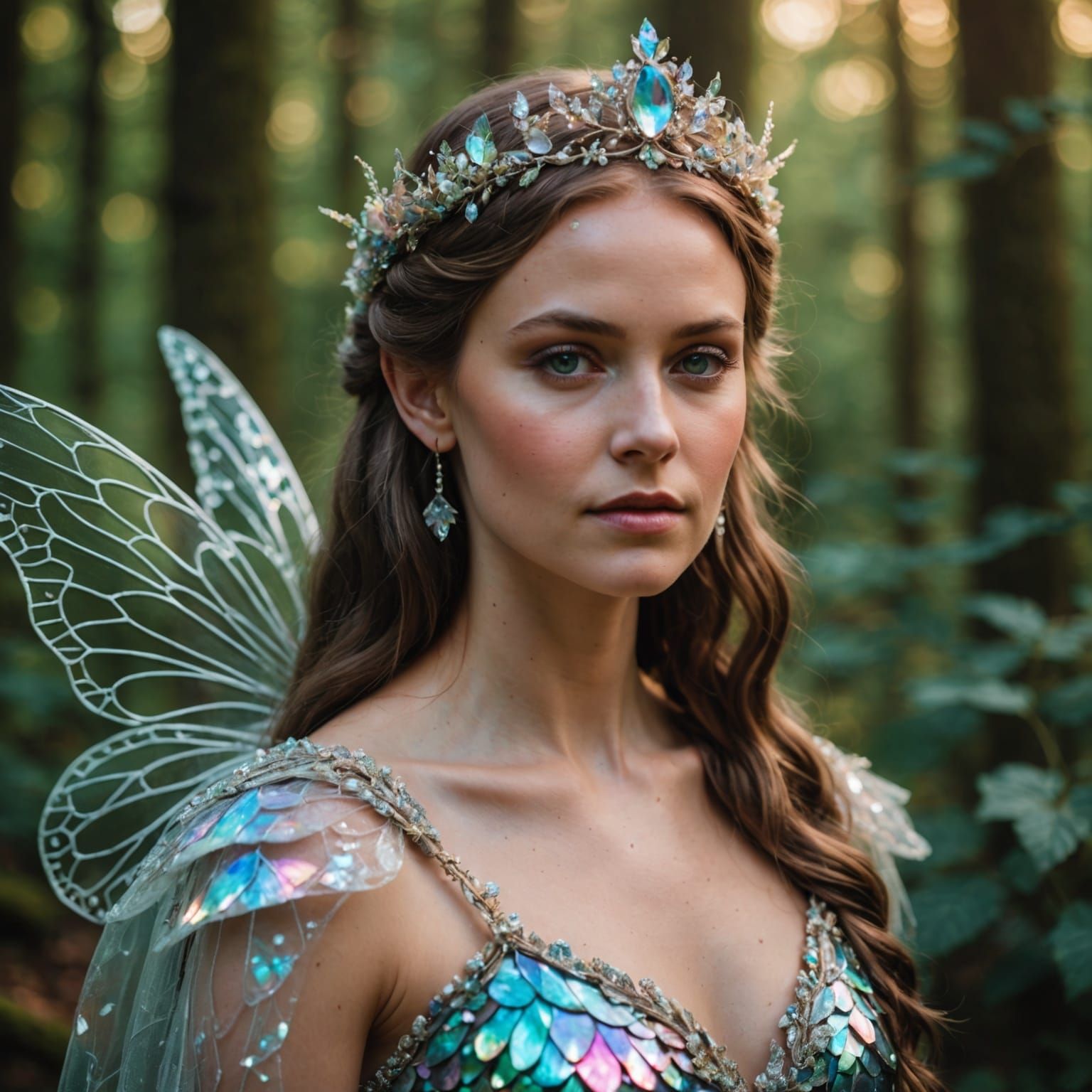 Fairy Queen in Iridescent Wedding Dress