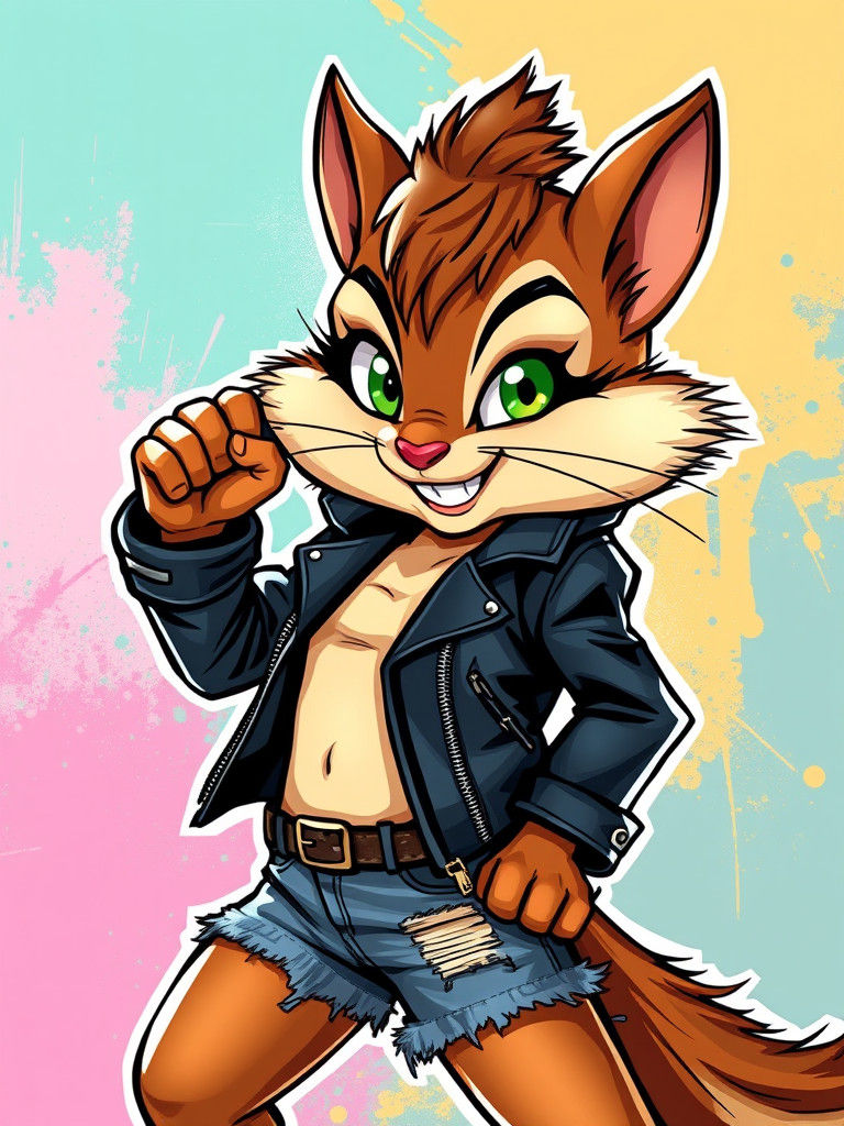 Chipmunk Girl in Comic Book Style