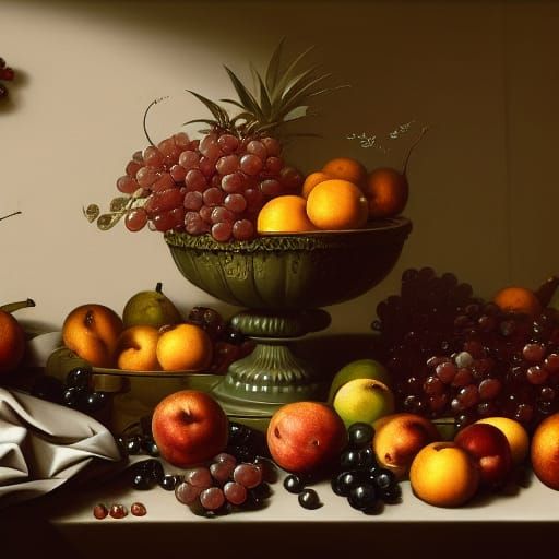 Fruit Still Life in Baroque Painting Style
