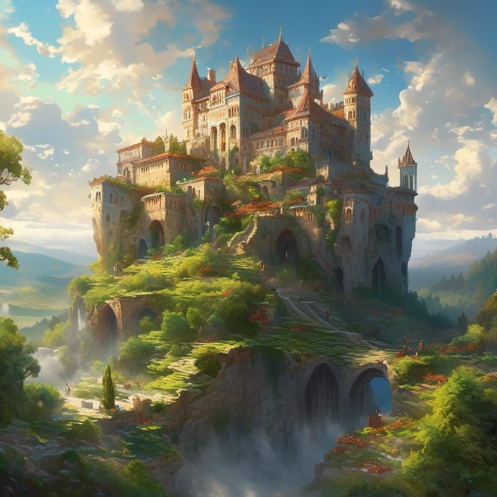 Idyllic Castle Surrounded by Ancient Forests